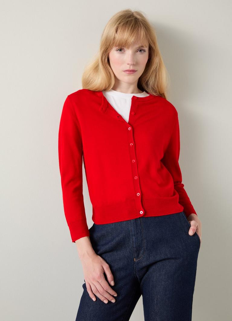 Bonnie Red Crew Neck Cardigan Clothing Collections L.K.Bennett London